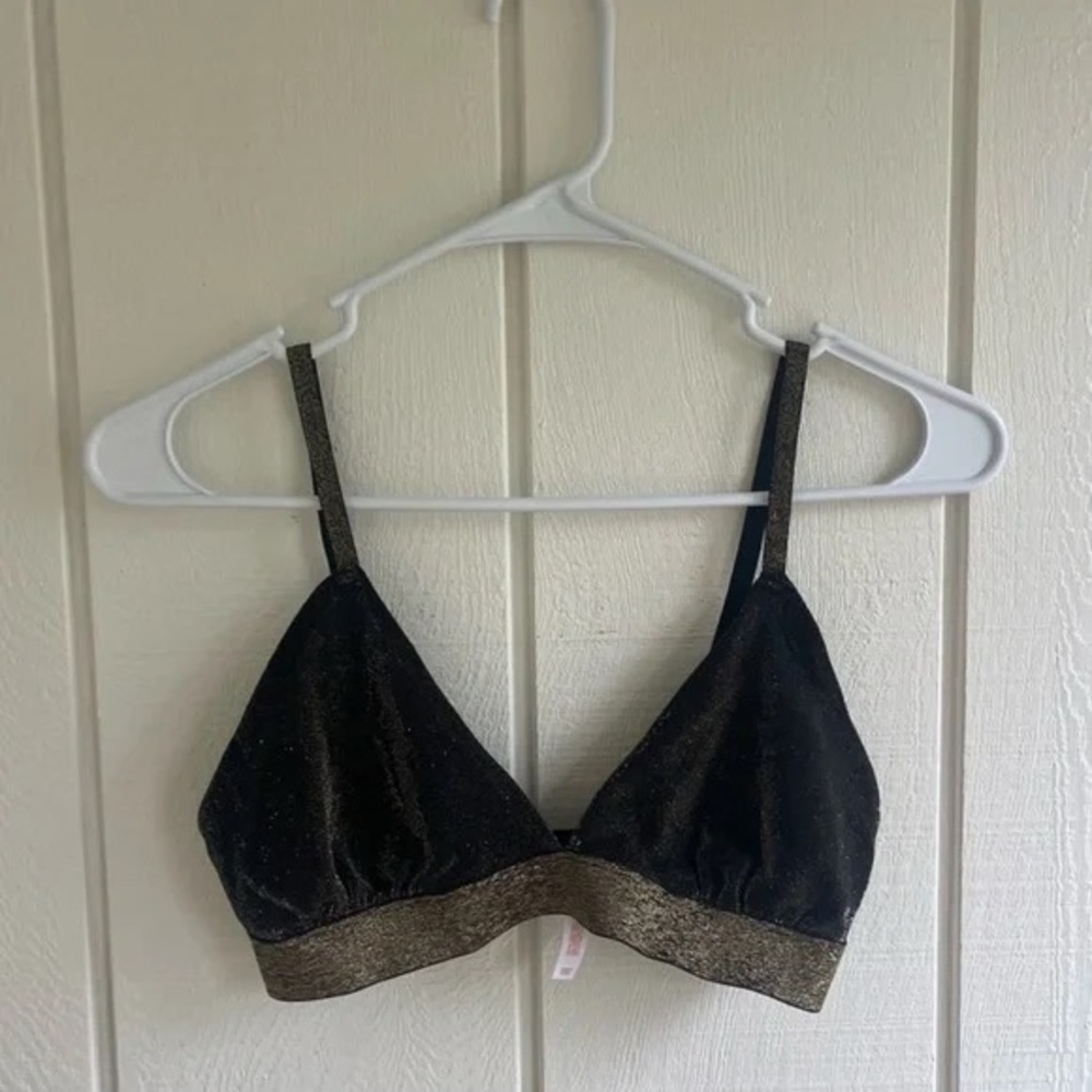 Colsie Black Bralette with Gold Accents